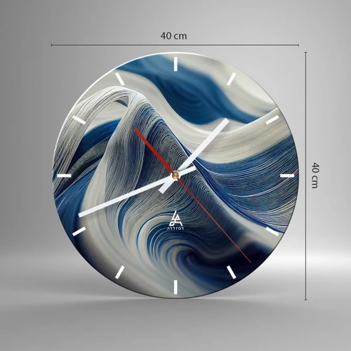 Horloge murale - Pendule murale - La fluidité du bleu et du blanc - 40x40 cm