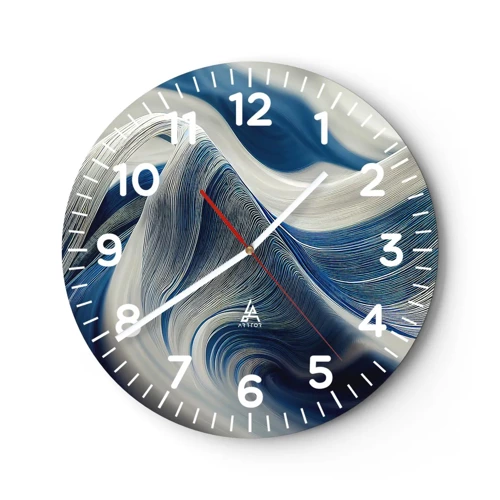 Horloge murale - Pendule murale - La fluidité du bleu et du blanc - 40x40 cm