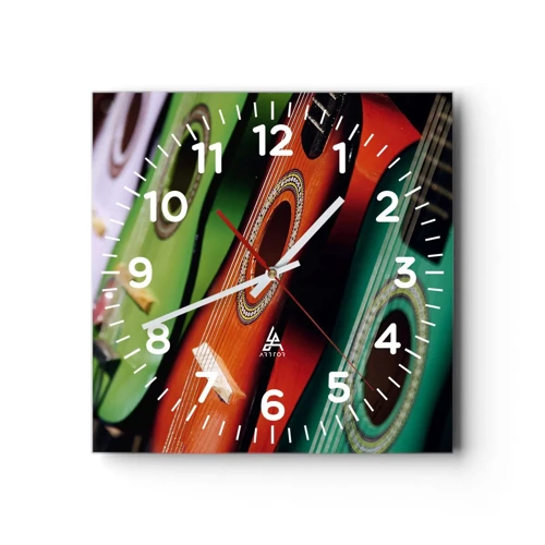 Horloge murale - Pendule murale - La guitare a plusieurs couleurs - 30x30 cm