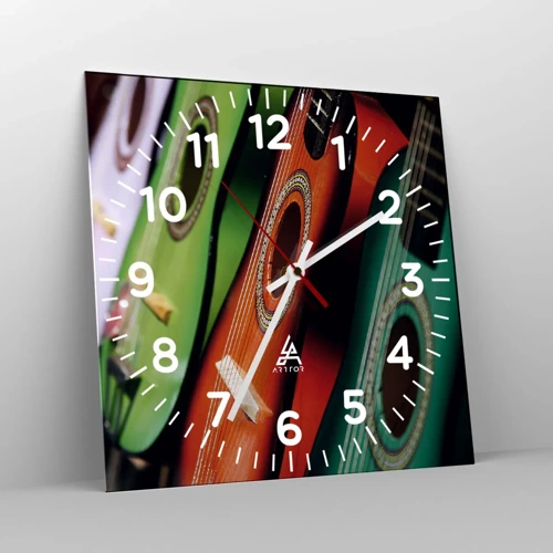 Horloge murale - Pendule murale - La guitare a plusieurs couleurs - 30x30 cm