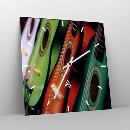 Horloge murale - Pendule murale - La guitare a plusieurs couleurs - 40x40 cm