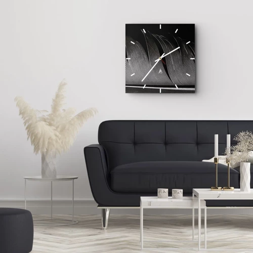 Horloge murale - Pendule murale - La plume – un design magnifique - 30x30 cm