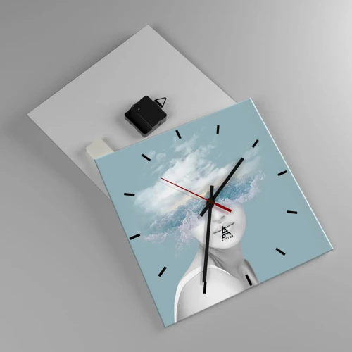 Horloge murale - Pendule murale - La tête dans les nuages - 30x30 cm