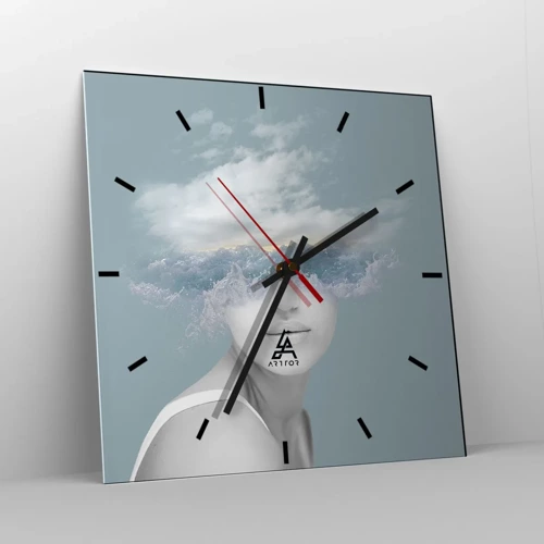 Horloge murale - Pendule murale - La tête dans les nuages - 30x30 cm