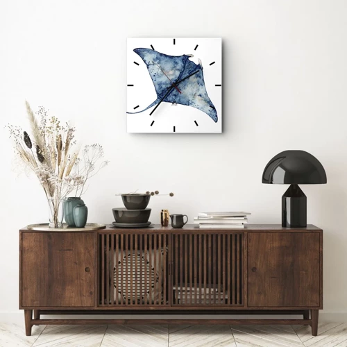 Horloge murale - Pendule murale - La vie en bleu - 30x30 cm