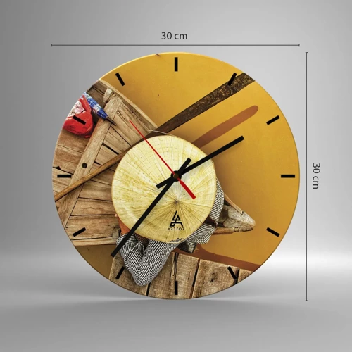 Horloge murale - Pendule murale - La vie sur le fleuve Jaune - 30x30 cm