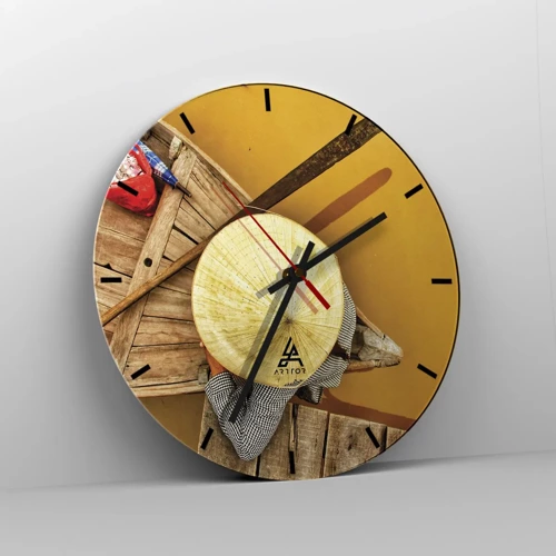 Horloge murale - Pendule murale - La vie sur le fleuve Jaune - 30x30 cm