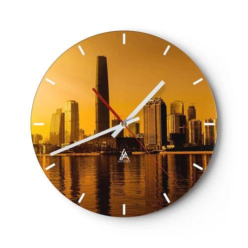 Horloge murale - Pendule murale - La ville en or - 30x30 cm