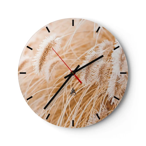 Horloge murale - Pendule murale - Le bruissement doré de l'herbe - 30x30 cm