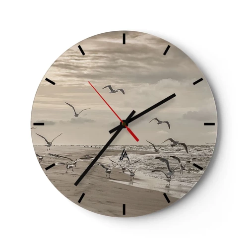 Horloge murale - Pendule murale - Le bruit de la mer, le chant des oiseaux - 30x30 cm