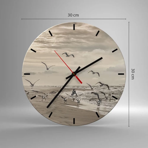 Horloge murale - Pendule murale - Le bruit de la mer, le chant des oiseaux - 30x30 cm