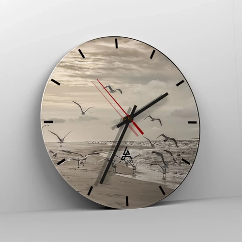 Horloge murale - Pendule murale - Le bruit de la mer, le chant des oiseaux - 30x30 cm