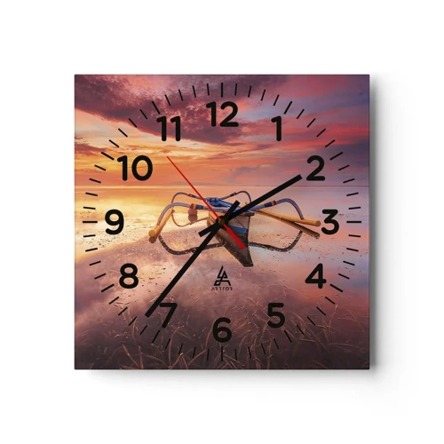 Horloge murale - Pendule murale - Le calme d'une soirée tropicale - 30x30 cm