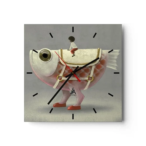 Horloge murale - Pendule murale - Le cavalier poisson - 30x30 cm