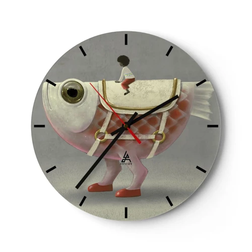 Horloge murale - Pendule murale - Le cavalier poisson - 30x30 cm