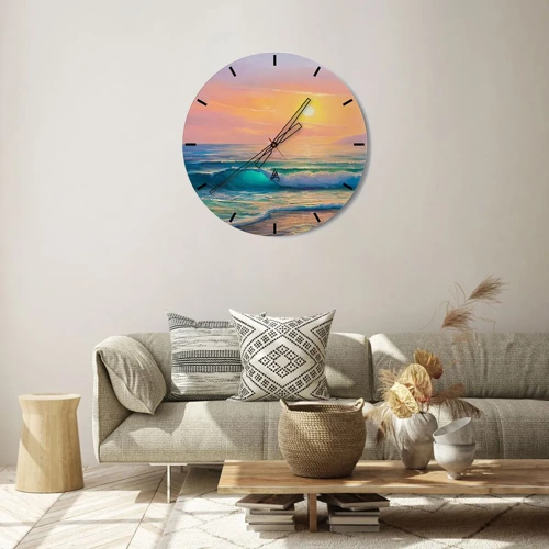 Horloge murale - Pendule murale - Le chant turquoise des vagues - 30x30 cm