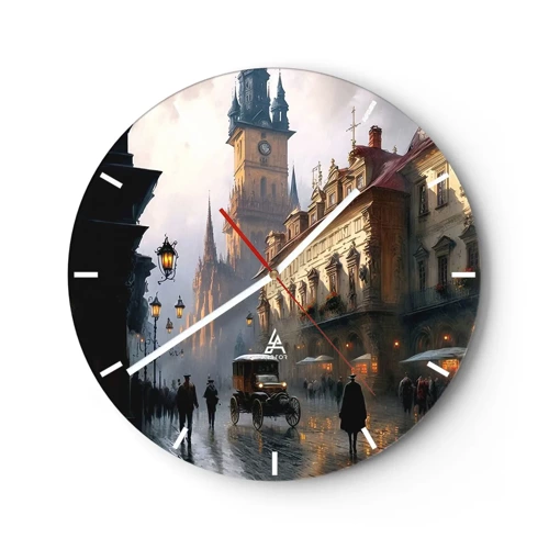 Horloge murale - Pendule murale - Le charme d'une soirée pragoise - 40x40 cm