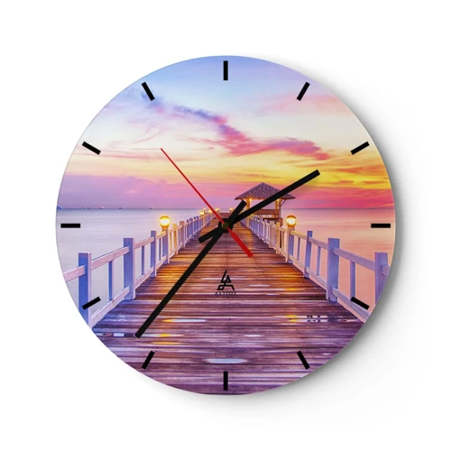 Horloge murale - Pendule murale - Le silence lilas-doré du soir - 30x30 cm