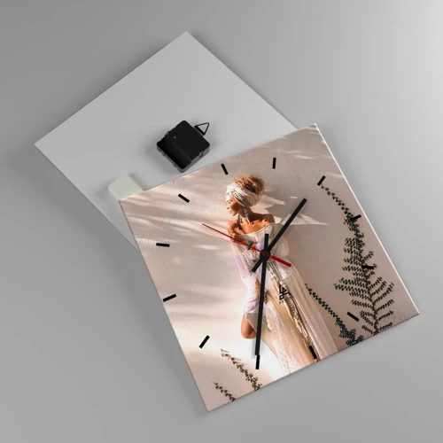 Horloge murale - Pendule murale - Le soleil et la fille - 30x30 cm