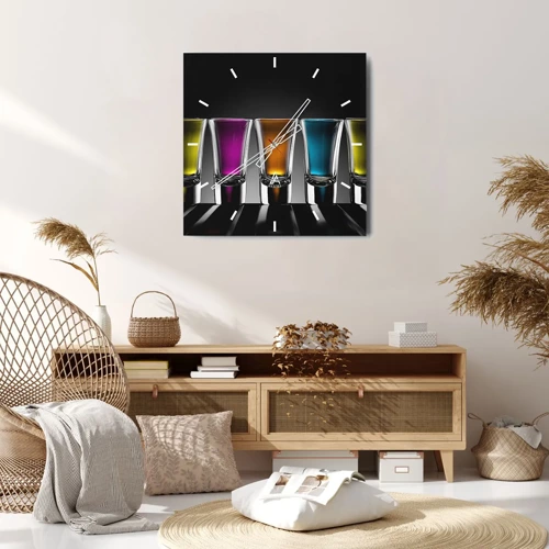 Horloge murale - Pendule murale - Les couleurs de la joie - 30x30 cm