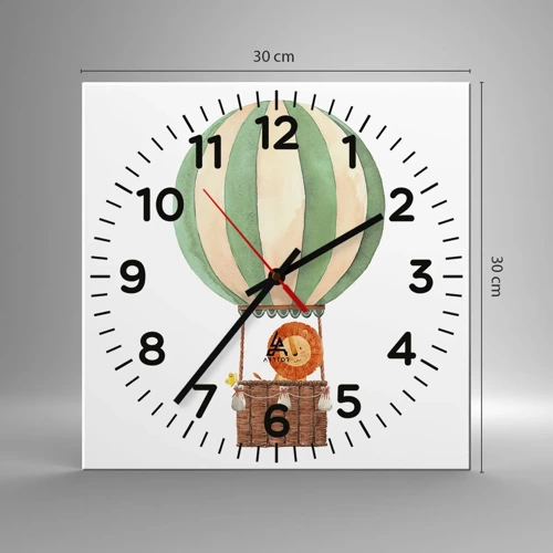 Horloge murale - Pendule murale - Les voyages de Léon - 30x30 cm