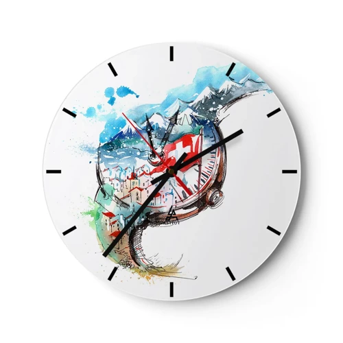 Horloge murale - Pendule murale - L'esprit de la Suisse - 30x30 cm