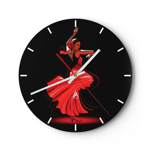 Horloge murale - Pendule murale - L'esprit fougueux du flamenco - 30x30 cm