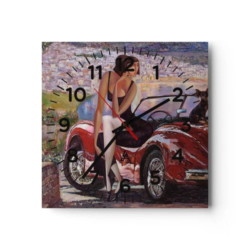 Horloge murale - Pendule murale - L'été? Uniquement sur la Côte d'Azur - 30x30 cm