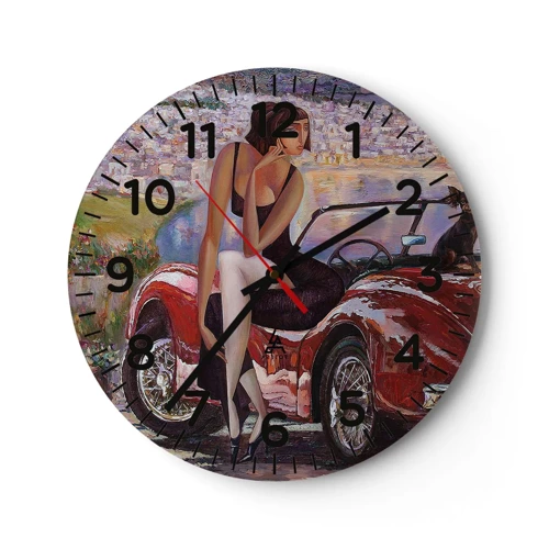 Horloge murale - Pendule murale - L'été? Uniquement sur la Côte d'Azur - 40x40 cm