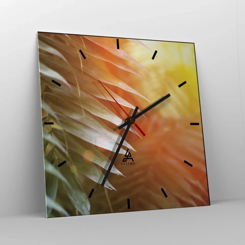 Horloge murale - Pendule murale - Matinée dans la jungle - 40x40 cm