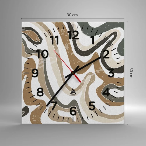 Horloge murale - Pendule murale - Méandres de couleurs de la terre - 30x30 cm