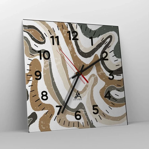 Horloge murale - Pendule murale - Méandres de couleurs de la terre - 30x30 cm