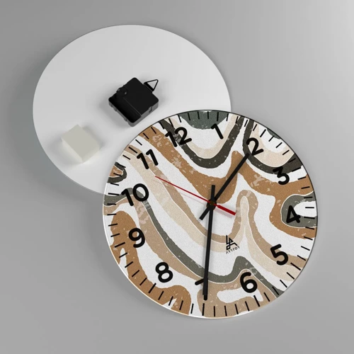 Horloge murale - Pendule murale - Méandres de couleurs de la terre - 30x30 cm