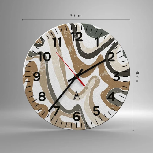 Horloge murale - Pendule murale - Méandres de couleurs de la terre - 30x30 cm