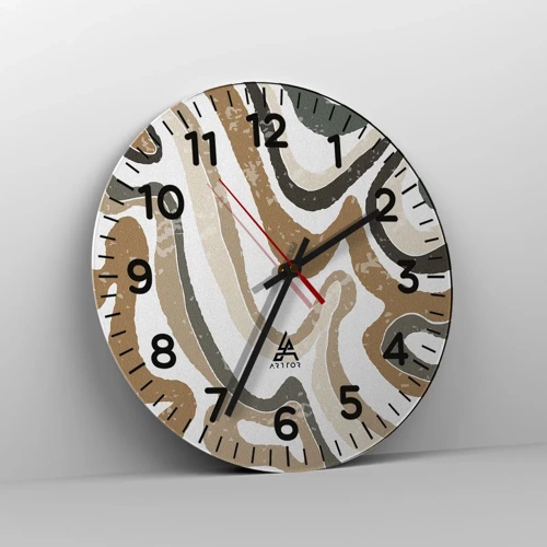Horloge murale - Pendule murale - Méandres de couleurs de la terre - 30x30 cm