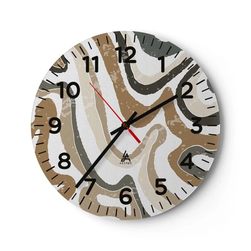 Horloge murale - Pendule murale - Méandres de couleurs de la terre - 40x40 cm