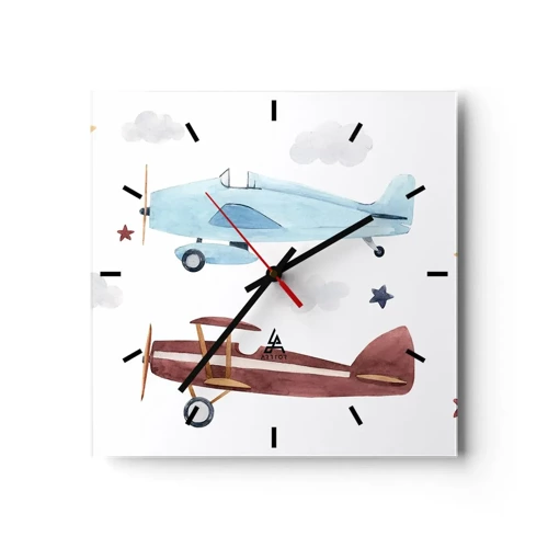 Horloge murale - Pendule murale - Monsieur le pilote, nous vous attendons ! - 30x30 cm