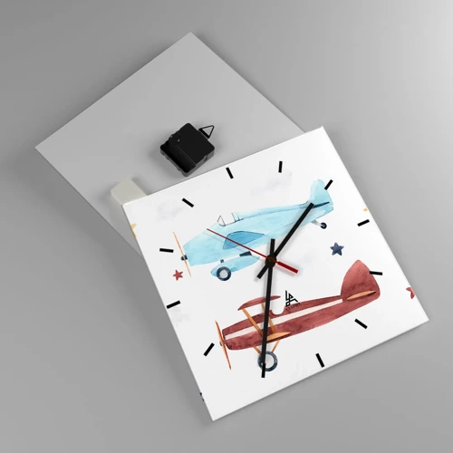 Horloge murale - Pendule murale - Monsieur le pilote, nous vous attendons ! - 30x30 cm