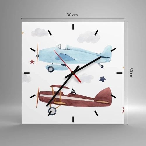 Horloge murale - Pendule murale - Monsieur le pilote, nous vous attendons ! - 30x30 cm