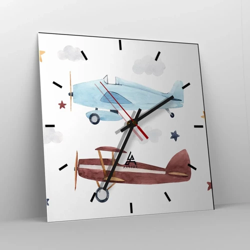 Horloge murale - Pendule murale - Monsieur le pilote, nous vous attendons ! - 30x30 cm