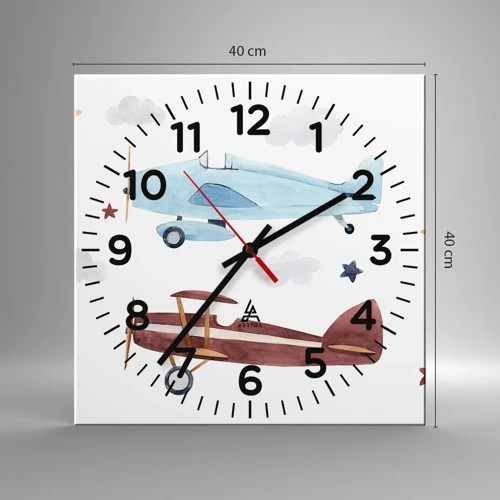 Horloge murale - Pendule murale - Monsieur le pilote, nous vous attendons ! - 40x40 cm