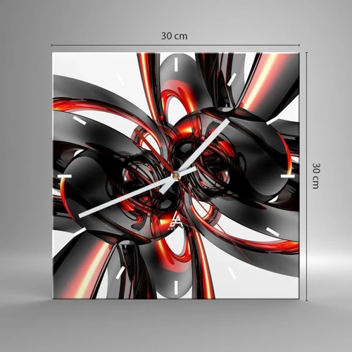 Horloge murale - Pendule murale - Mouvement de graphite et rouge - 30x30 cm