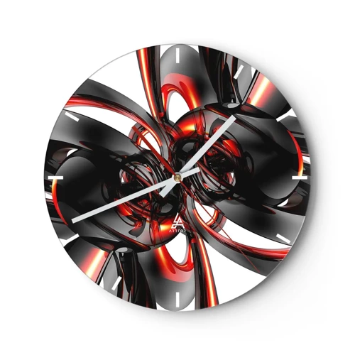 Horloge murale - Pendule murale - Mouvement de graphite et rouge - 30x30 cm