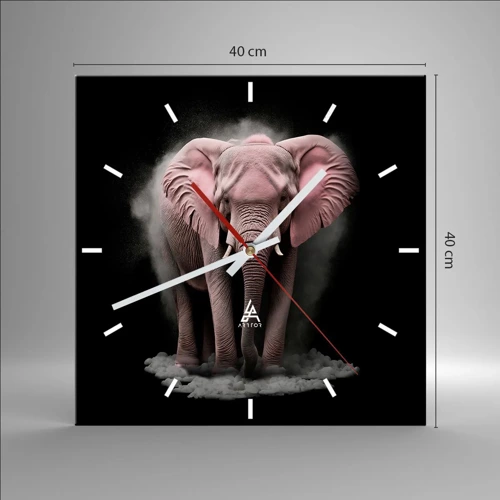 Horloge murale - Pendule murale - Ne pensez pas à un éléphant rose ! - 40x40 cm