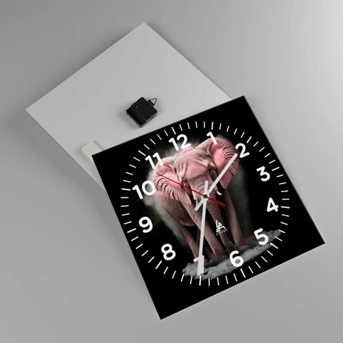 Horloge murale - Pendule murale - Ne pensez pas à un éléphant rose ! - 40x40 cm