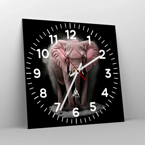 Horloge murale - Pendule murale - Ne pensez pas à un éléphant rose ! - 40x40 cm