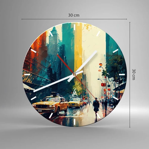 Horloge murale - Pendule murale - New York – ici même la pluie est colorée - 30x30 cm