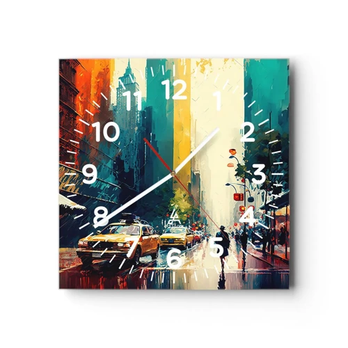 Horloge murale - Pendule murale - New York – ici même la pluie est colorée - 40x40 cm