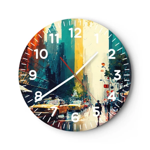 Horloge murale - Pendule murale - New York – ici même la pluie est colorée - 40x40 cm