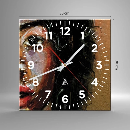 Horloge murale - Pendule murale - Noir et brillant - 30x30 cm